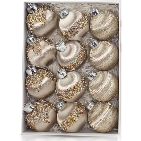 heejoonay Other - Satin Christmas Balls Ornaments, Silk Christmas Hanging Ball Decorations, 12Pcs